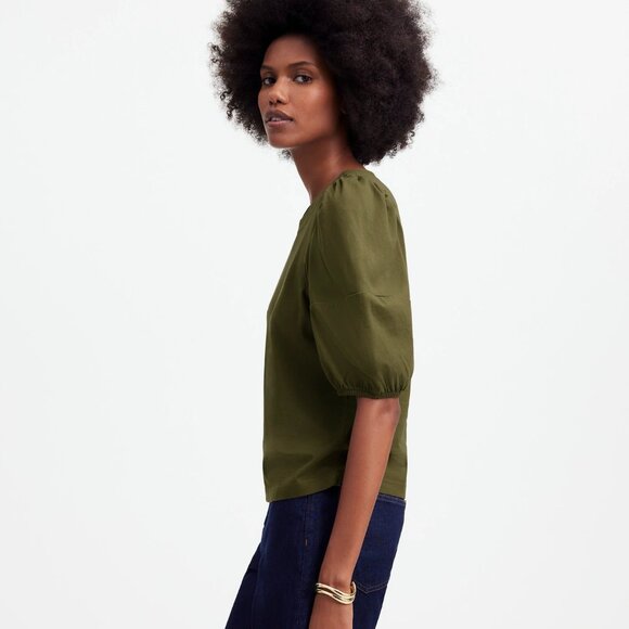 [NWT] Madewell Puff-Sleeve Tee in Olive - Picture 4 of 7